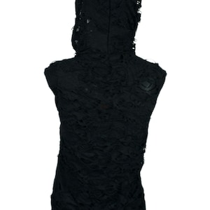 Gothic Women Shredded Hoodie Tanktop Black Bild 5