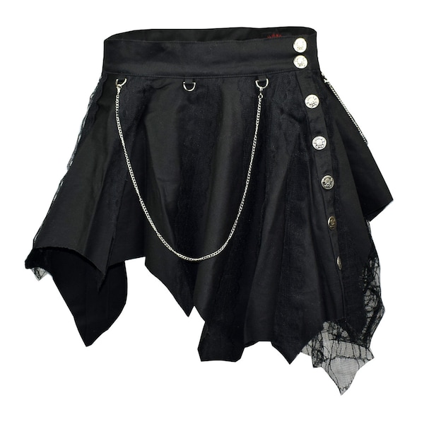 Black asymetric gothic skirt with buttom line