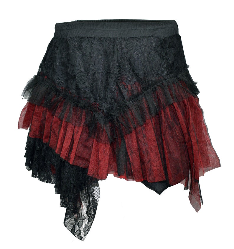 Red and black gothic skirt with extra waist bag image 4