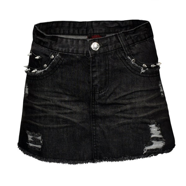 Jeans Mini Skirt Stonewash Black