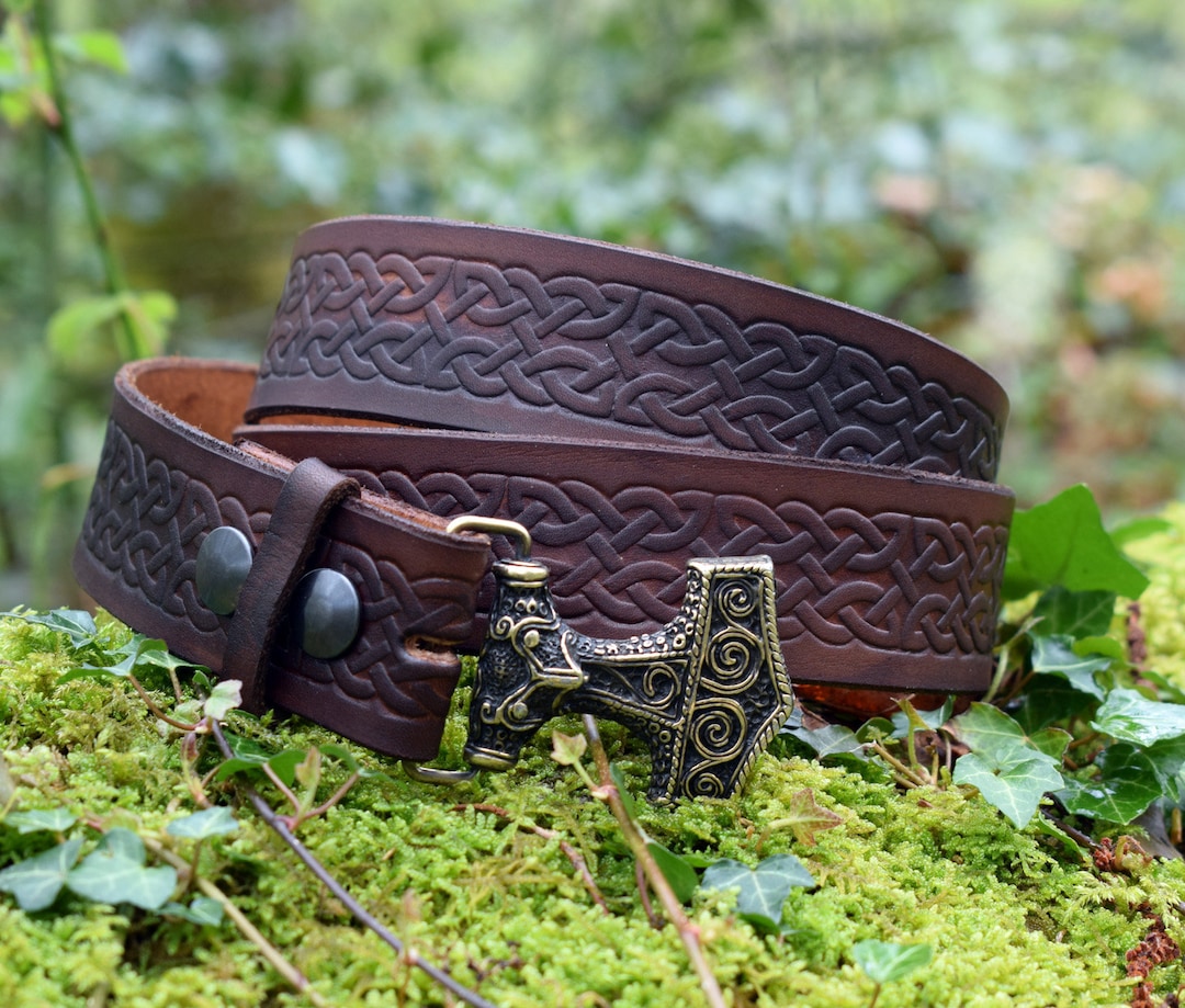 Thors Hammer Gürtelschnalle - Nordgermanische Design Schnalle Für 4cm Gürtel