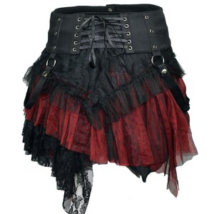 Red and black gothic skirt with extra waist bag image 3