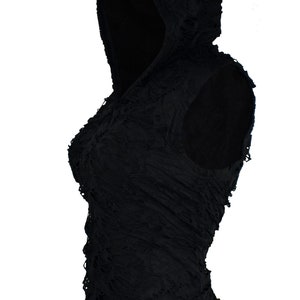 Gothic Women Shredded Hoodie Tanktop Black Bild 7