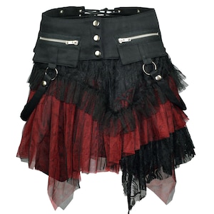 Red and black gothic skirt with extra waist bag image 1