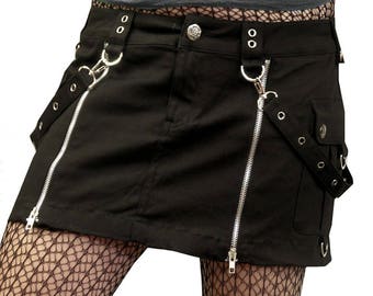 gothic miniskirt double zipper