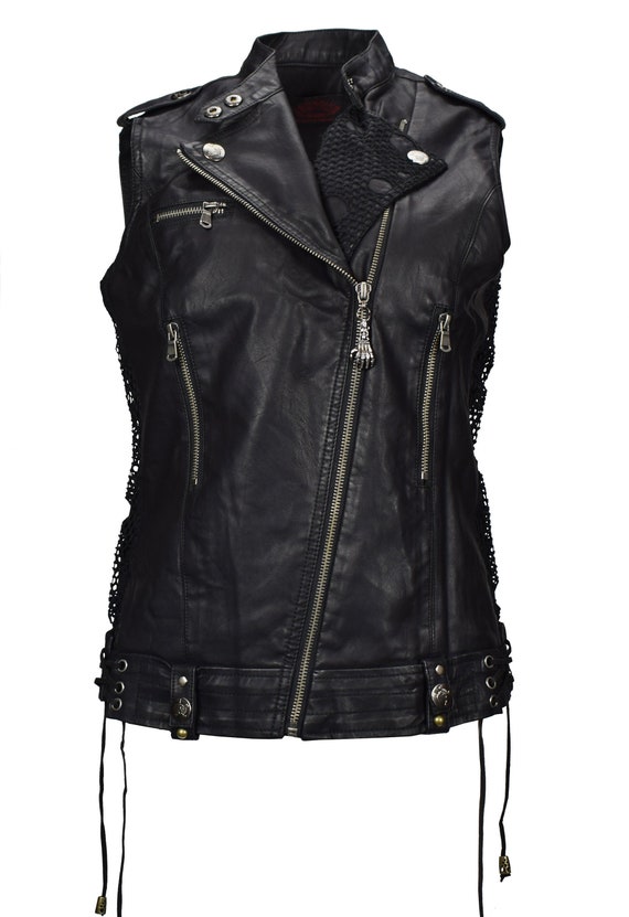 Black Gothic PU Leather Vest - Etsy.de