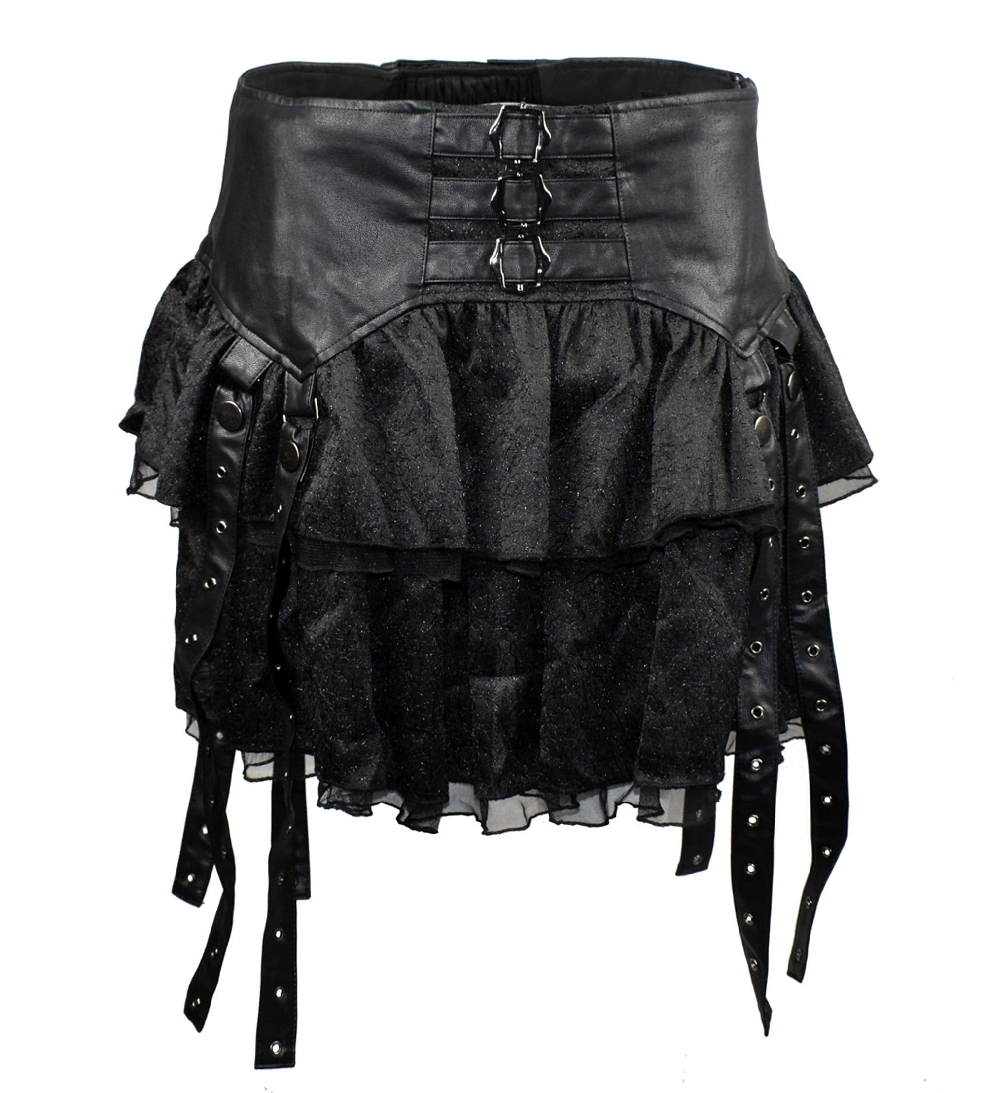 Black gothic leather skirt sales