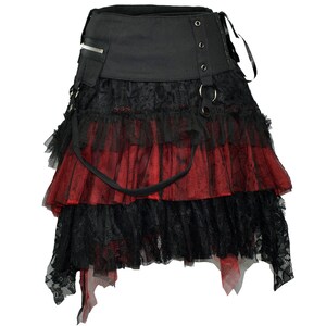 Red and black gothic skirt with extra waist bag image 2