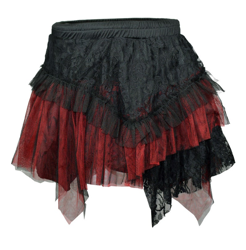 Red and black gothic skirt with extra waist bag image 5