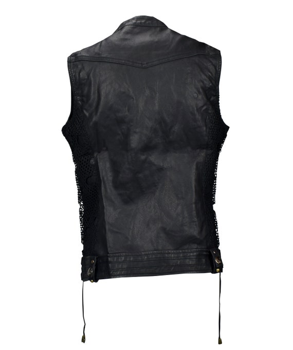 Mens gothic leather vest sale