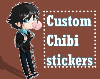 Custom Art Chibi, Anime, Manga, Cartoon Stickers Commission Artwork, Illustration Drawings