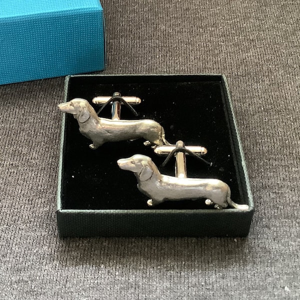 Dachshund Quality Silver Pewter Cuff Links