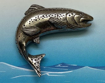 Salmon Silver Pewter Pin Badge - CLSALPPIN