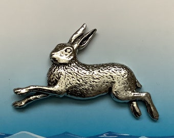 Hare Silver Pewter Pin Badge