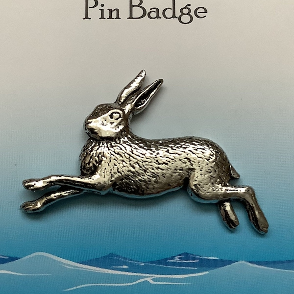 Hare Silver Pewter Pin Badge