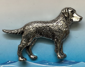 Labrador Silver Pewter Pin Badge