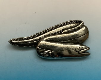 Eel Silver Pewter Pin Badge