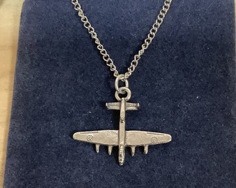 Lancaster Bomber Silver Pewter Pendant On A Chain