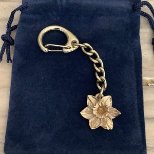 Gold Plated Welsh Daffodil Pewter Keyring