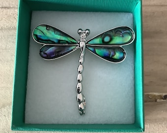 Dragonfly Inlaid Paua Shell Brooch (TJ314)