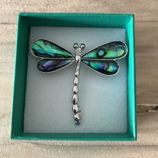 Dragonfly Inlaid Paua Shell Brooch (TJ314)