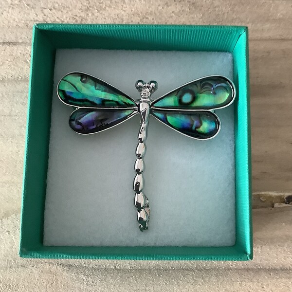 Dragonfly Inlaid Paua Shell Brooch (TJ314) - LOW STOCK