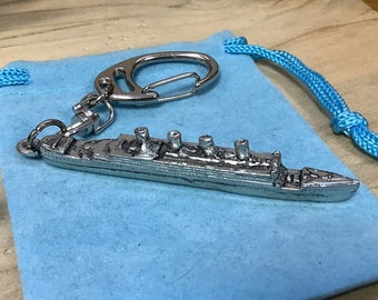 Titanic Ocean Liner 3D Quality Silver Pewter Keyring