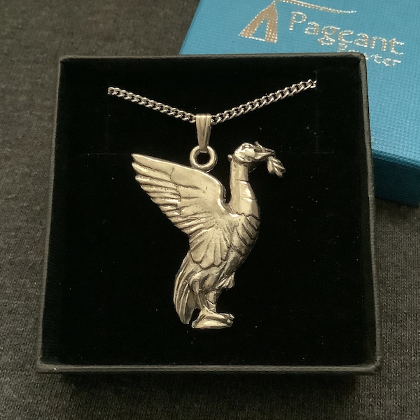 Liverpool Liver Bird Silver Pewter Pendant On A Chain