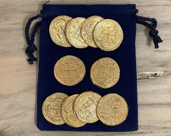 10 Pirate Gold Doubloons Treasure Coins