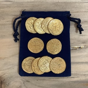 10 Pirate Gold Doubloons Treasure Coins