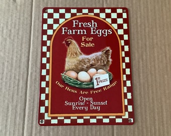 Fresh Farm Eggs - Metal Wall Hanging Sign