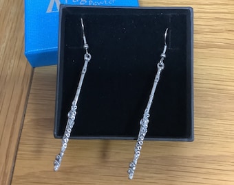 Flute Silver Pewter Earrings