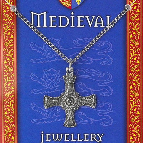 Medieval Pewter Cross Pendant On a Chain