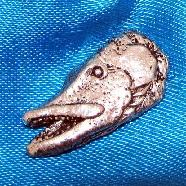 Pike Head Silver Pewter Pin Badge In A Satin Gift Bag