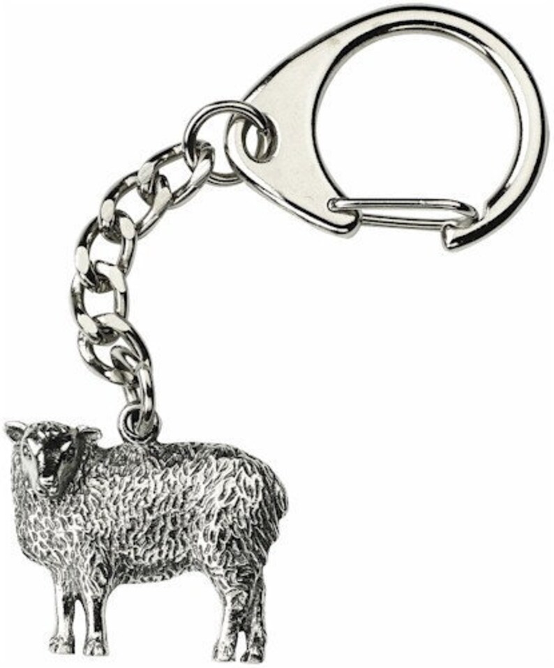 Sheep Silver Pewter Keyring