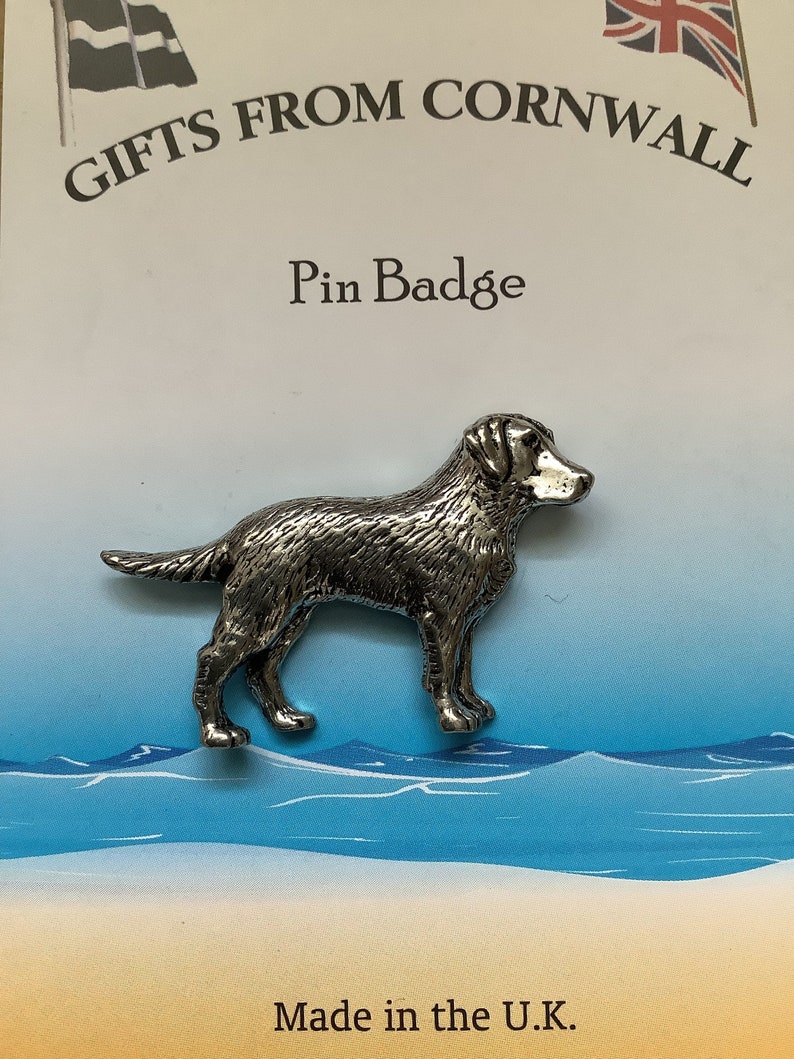 Labrador Silver Pewter Pin Badge image 1
