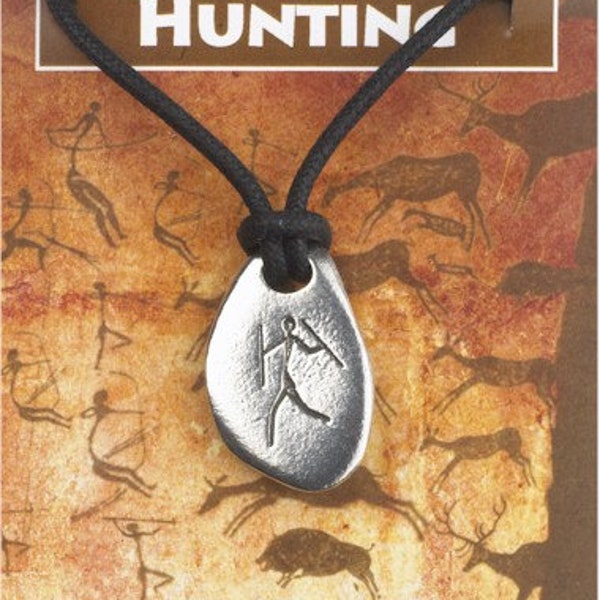 Neolithic Hunting Bison Pewter Pendant On A Waxed Cord