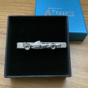 F1 Racing Car Quality Silver Pewter Tie Clip
