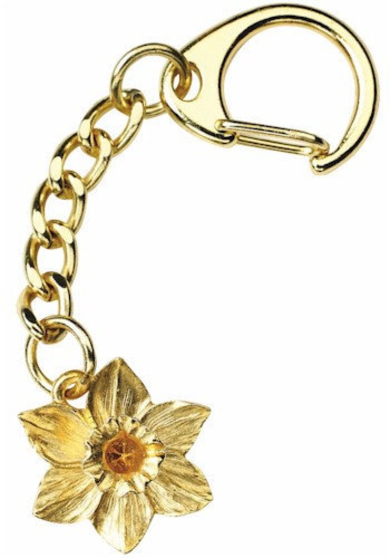 Gold Plated Welsh Daffodil Pewter Keyring
