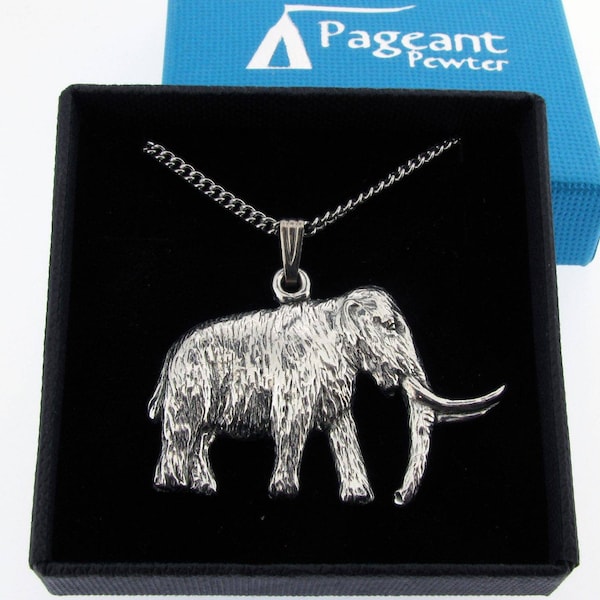 Mammoth Silver Pewter Pendant On A Chain