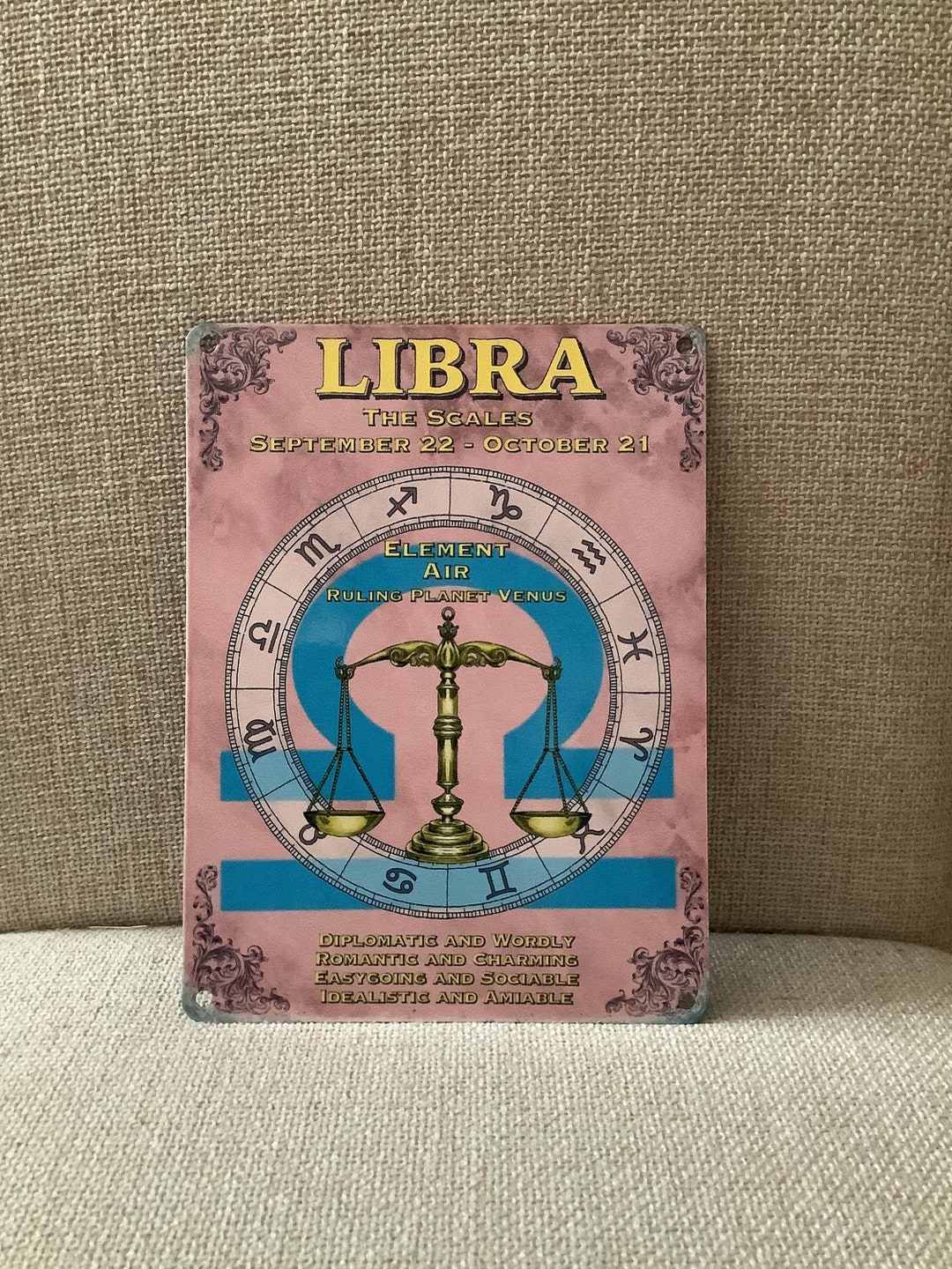 Libra Star Sign Shell Libra Zodiac Star Sign Metal Wall Hanging Sign - Etsy