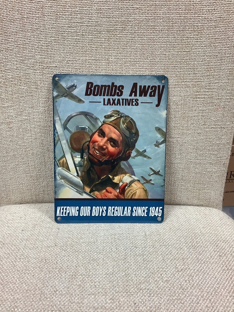 Bombs Away Laxatives Metal Wall Hanging Sign image 1