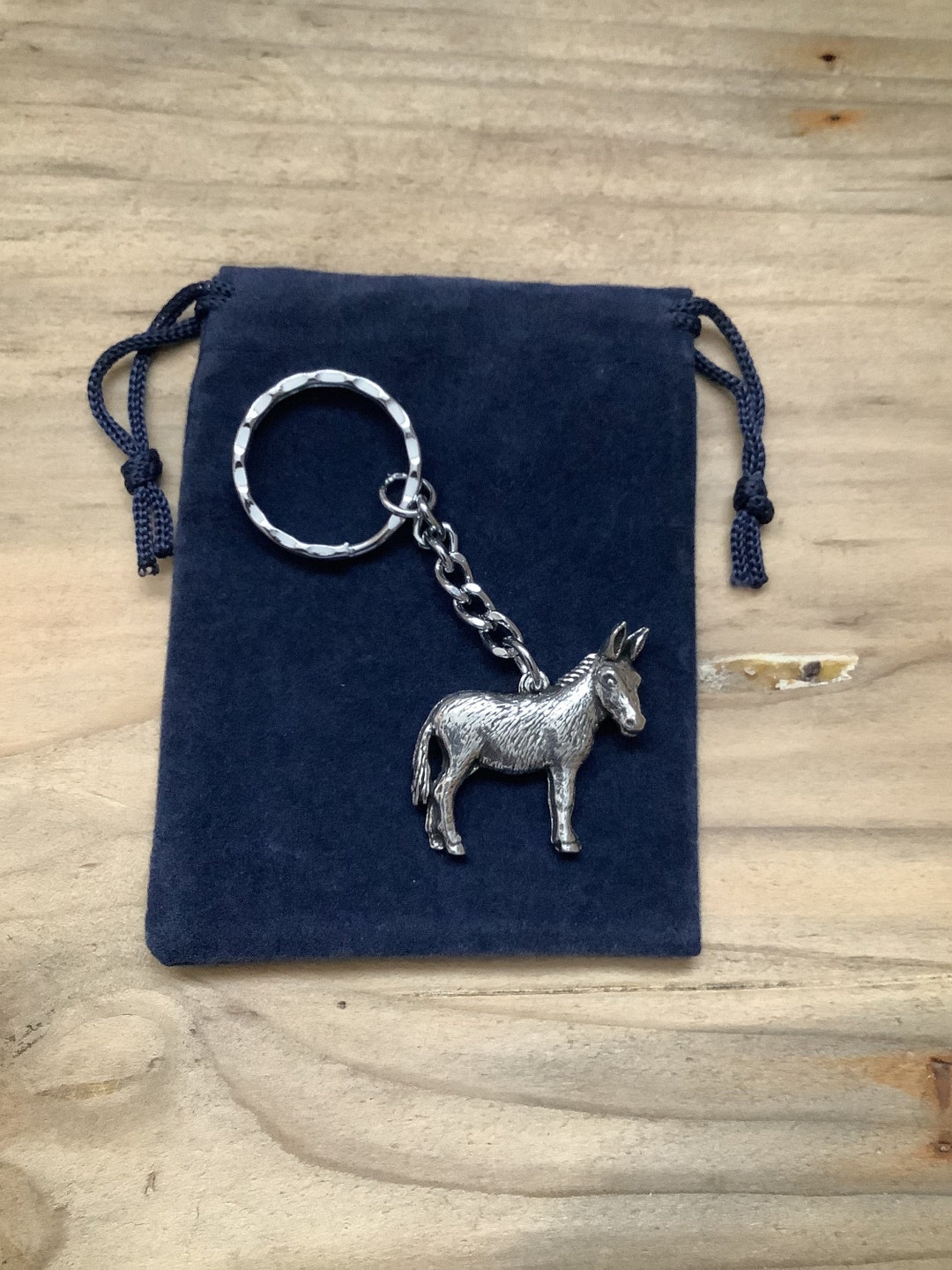 Donkey Silver Pewter Keychain With A Velveteen Gift Bag - Etsy