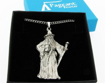 Wizard Silver Pewter Pendant On A Chain