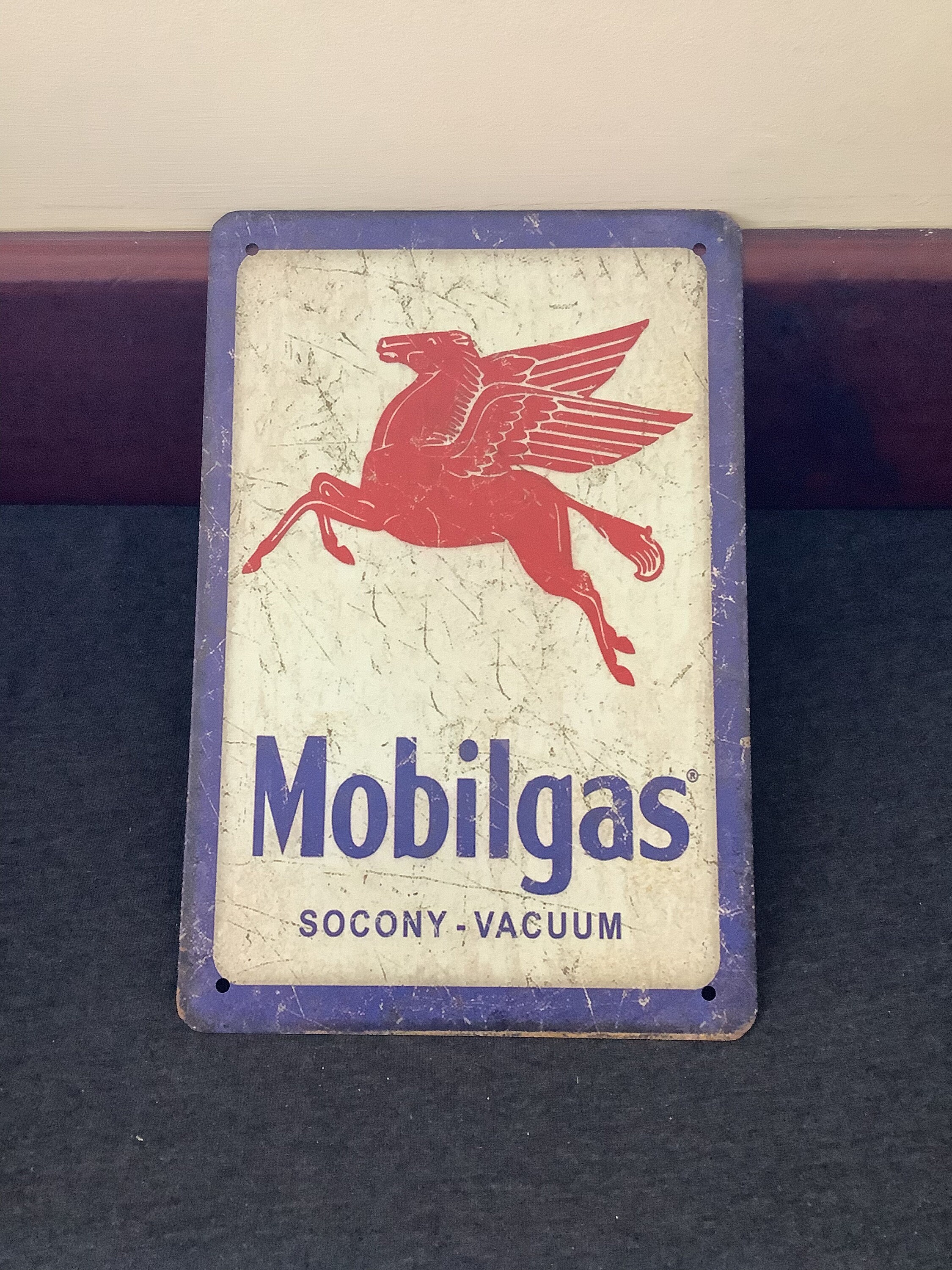 Mobilgas Retro / Vintage Garage Metal Wall Hanging Sign Etsy