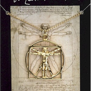 Da Vinci Vitruvian Man Gold Plated Pendant On A Chain