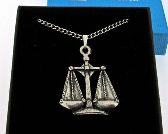 Libra Silver Pewter Pendant On A Chain