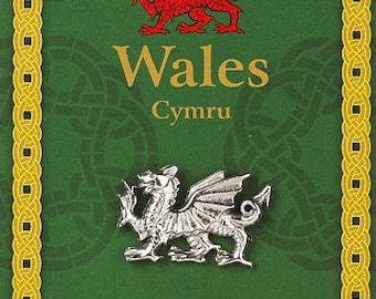 Welsh Dragon Pewter Pin Badge