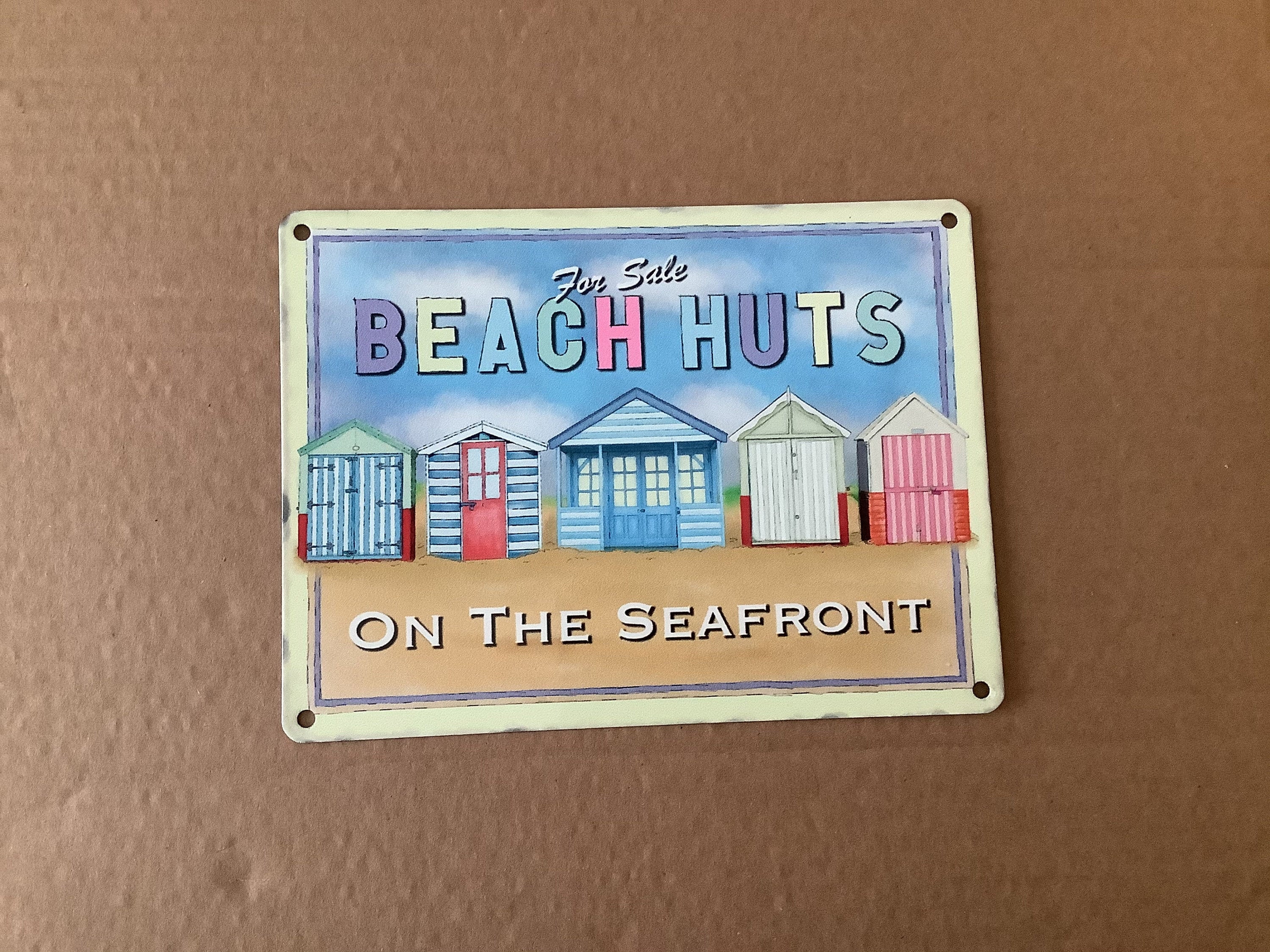 Beach Huts Metal Wall Hanging Sign Etsy