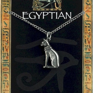 Egyptian Cat Pewter Pendant On A Chain